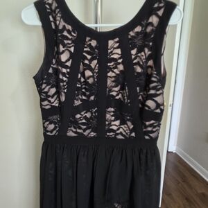 Morgan & Co. Black and Cream Lace Backless Dress